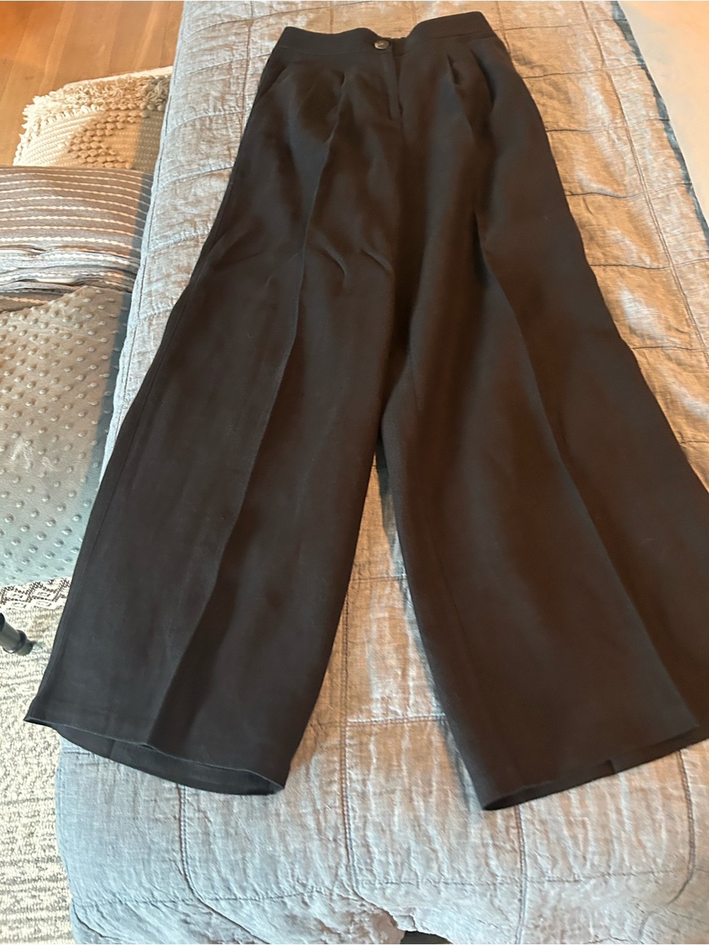 Biden Wide-Leg Linen Black Women's Pants